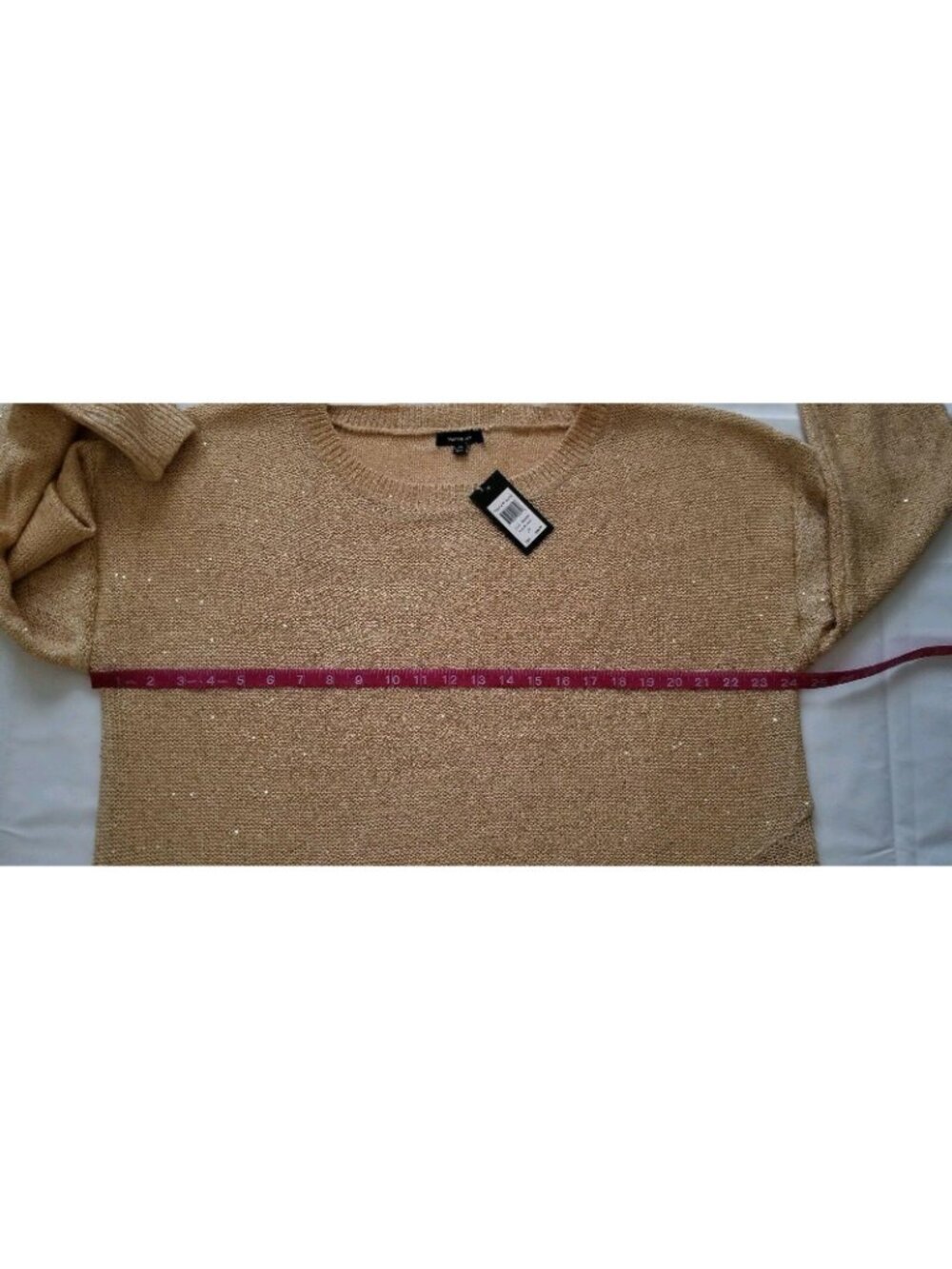 Verve Ami Women's Asymmetric Hem Shimmery Gold Pullover Sweater Plus Size 2X NWT - Picture 7 of 12